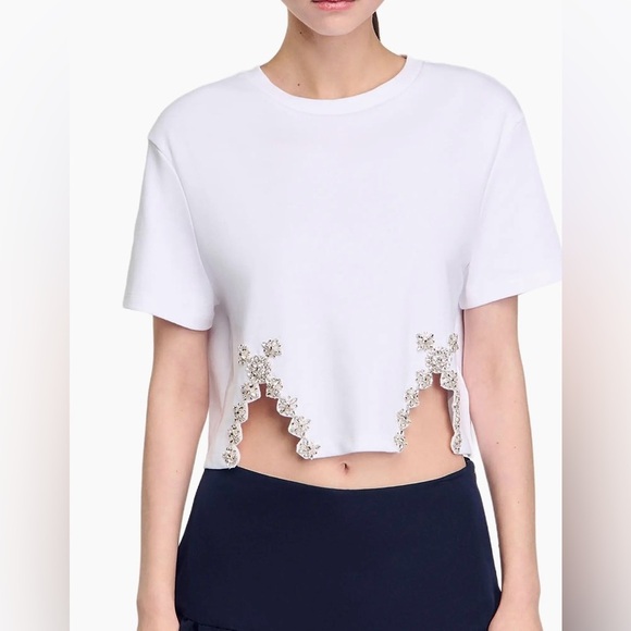 NWT authentic SANDRO RHINESTONE CROP TOP S - Picture 1 of 7